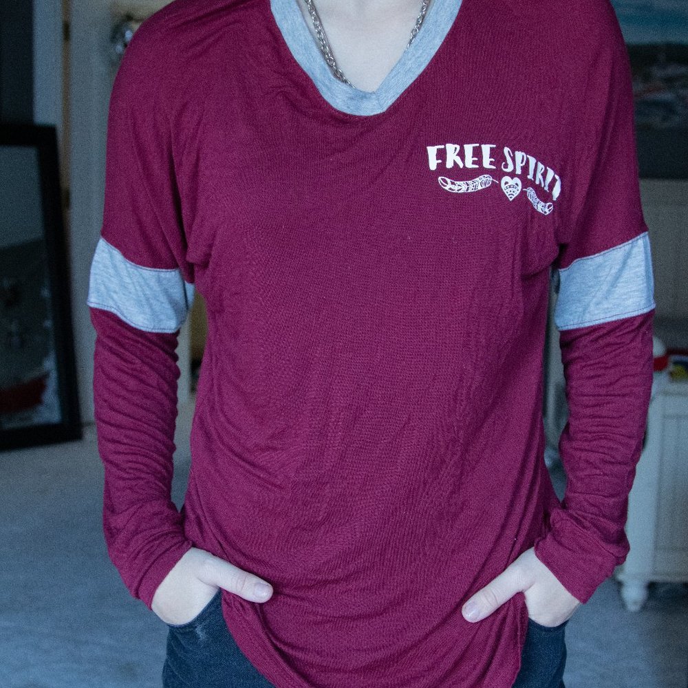 Maroon long sleeve shirt